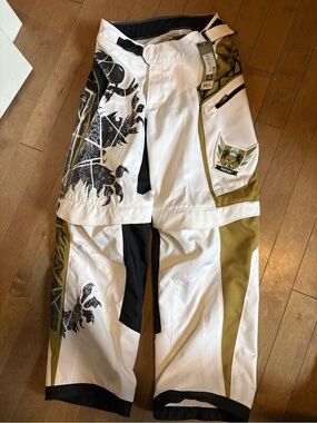 Men's White and Gold Shift Recon motocross pants 34” waists